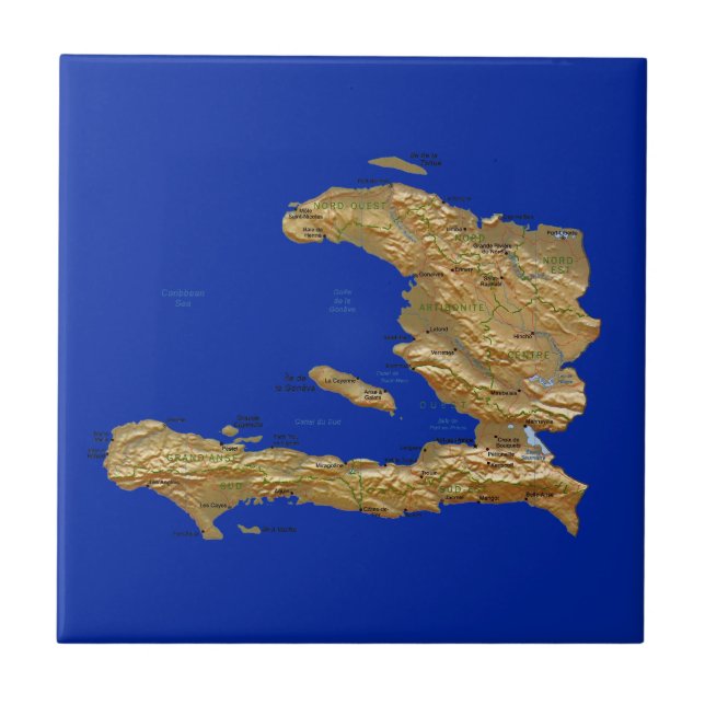 Azulejo De Cerâmica Bloco de Mapa do Haiti (Frente)