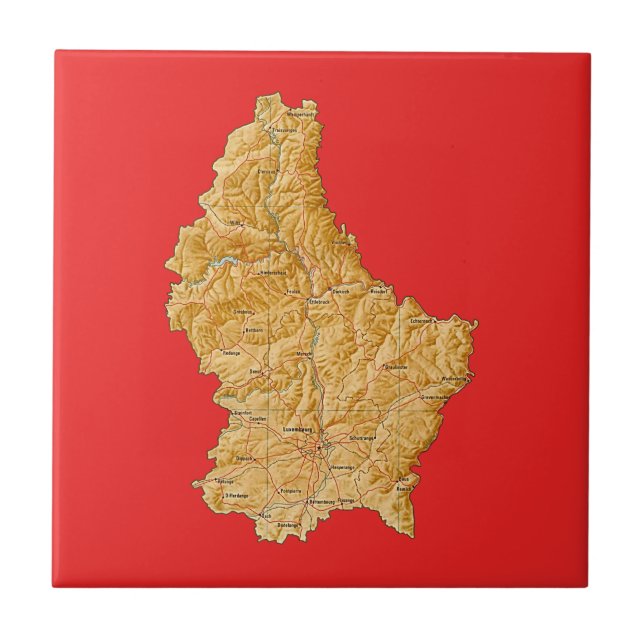 Azulejo De Cerâmica Bloco de Mapa do Luxemburgo (Frente)