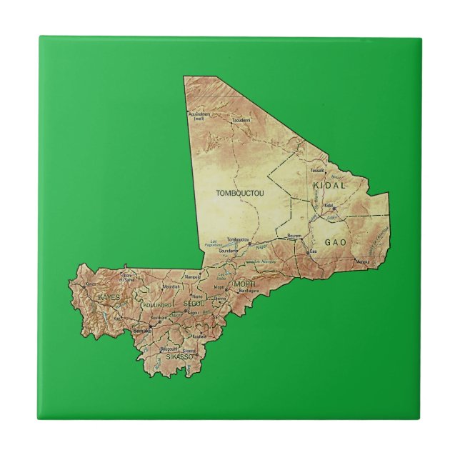 Azulejo De Cerâmica Bloco de Mapa do Mali (Frente)
