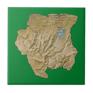 Azulejo De Cerâmica Bloco de Mapa do Suriname