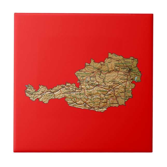 Azulejo De Cerâmica Bloco do Mapa da Áustria (Frente)