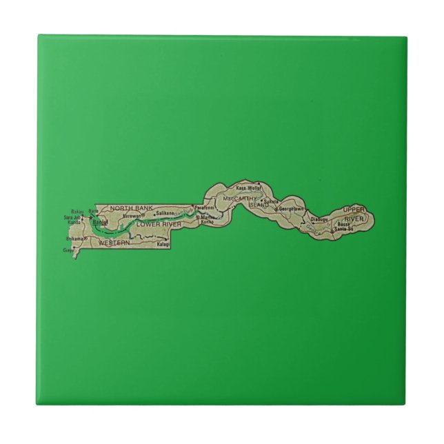Azulejo De Cerâmica Bloco do Mapa da Gâmbia (Frente)