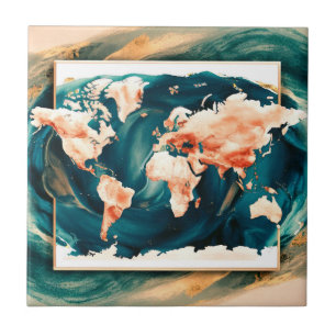 Azulejo De Cerâmica Bloco do Mapa Mundial