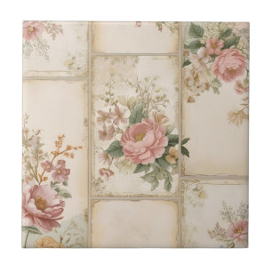 Azulejo De Cerâmica Blocos Florais Vintage Retrô