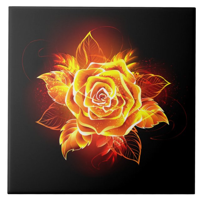 Azulejo De Cerâmica Blooming Fire Rosa (Frente)