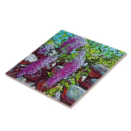 Azulejo De Cerâmica Blooming lilac flower garden