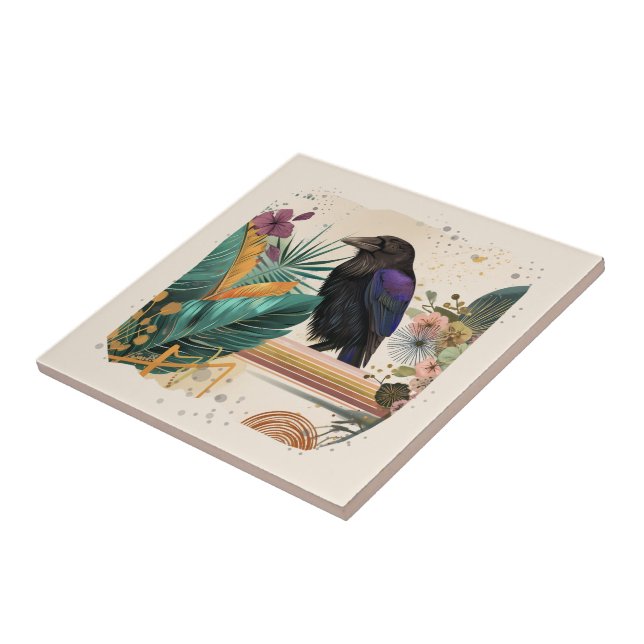 Azulejo De Cerâmica BlossomRaven im Dschungel (Lateral)