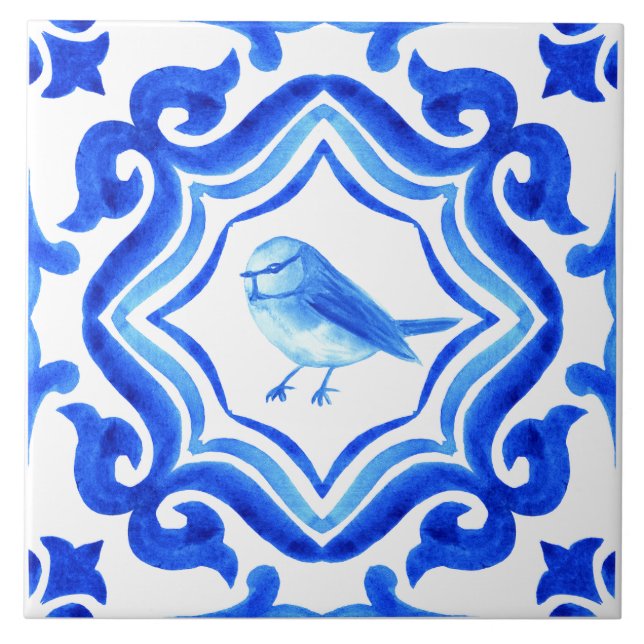 Azulejo De Cerâmica Blue and white Italian Hand Painted Mediterranean  (Frente)