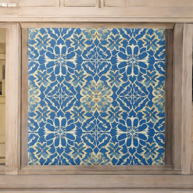 Azulejo De Cerâmica Blue Art Nouveau (Criador carregado)