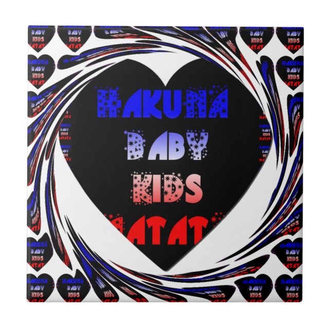 Azulejo De Cerâmica Blue Black Hakuna Matata Baby Kids Design.png (Frente)