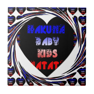 Azulejo De Cerâmica Blue Black Hakuna Matata Bebê Crianças Design.png