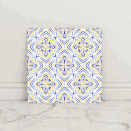 Azulejo De Cerâmica Blue Blossom Elegant Mediterranean Floral Mosaic