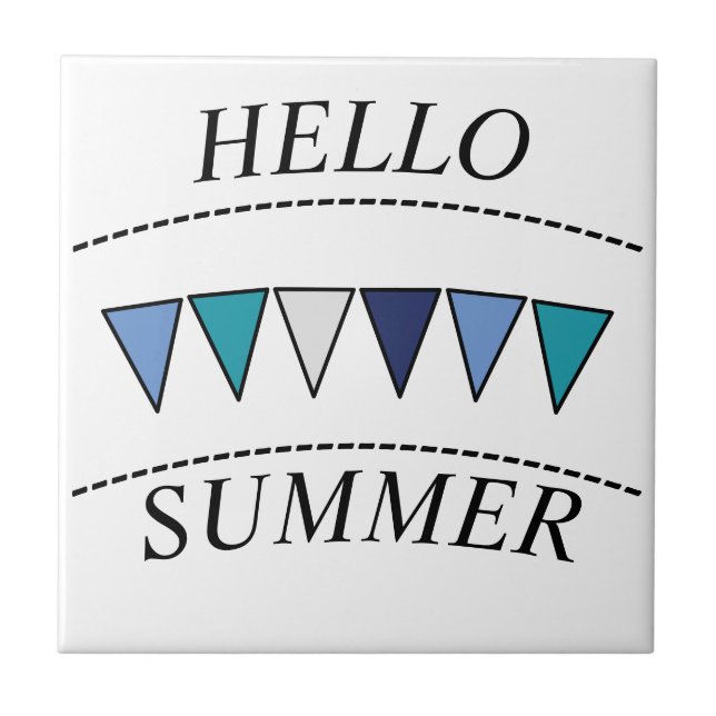 Azulejo De Cerâmica Blue Bunting Hello Summer (Frente)