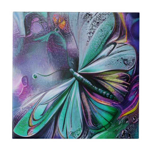 Azulejo De Cerâmica Blue Butterfly (Frente)