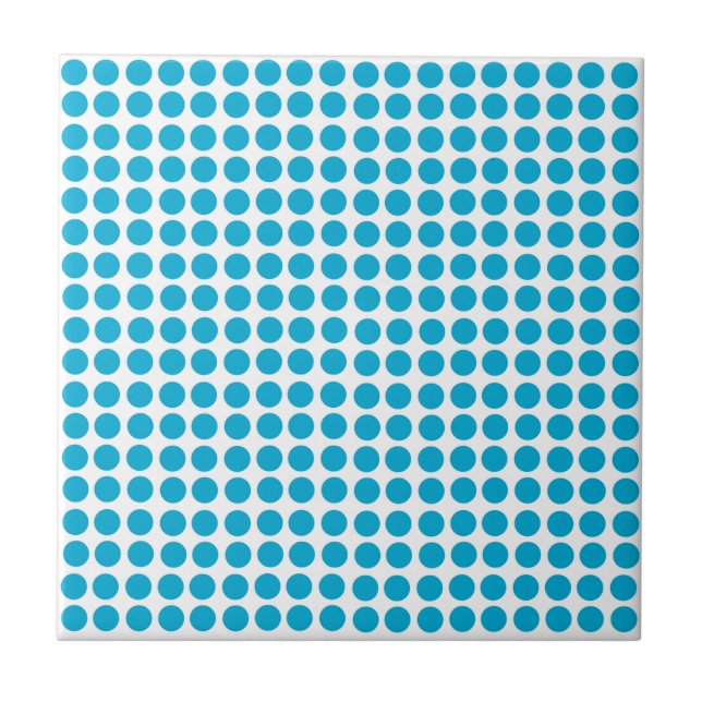 Azulejo De Cerâmica Blue Dots Pattern on White  (Frente)