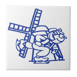 Azulejo De Cerâmica Blue Dutch Boy Windmill