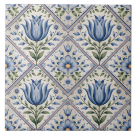Azulejo De Cerâmica Blue Dutch Delft Pattern 