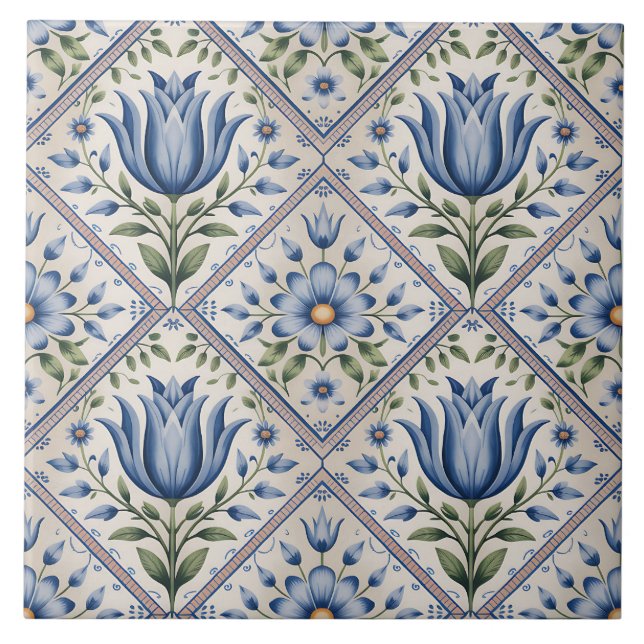 Azulejo De Cerâmica Blue Dutch Delft Pattern  (Frente)