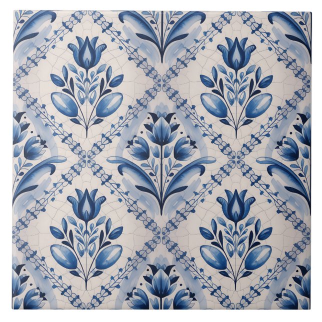 Azulejo De Cerâmica Blue Dutch Delft Pattern  (Frente)