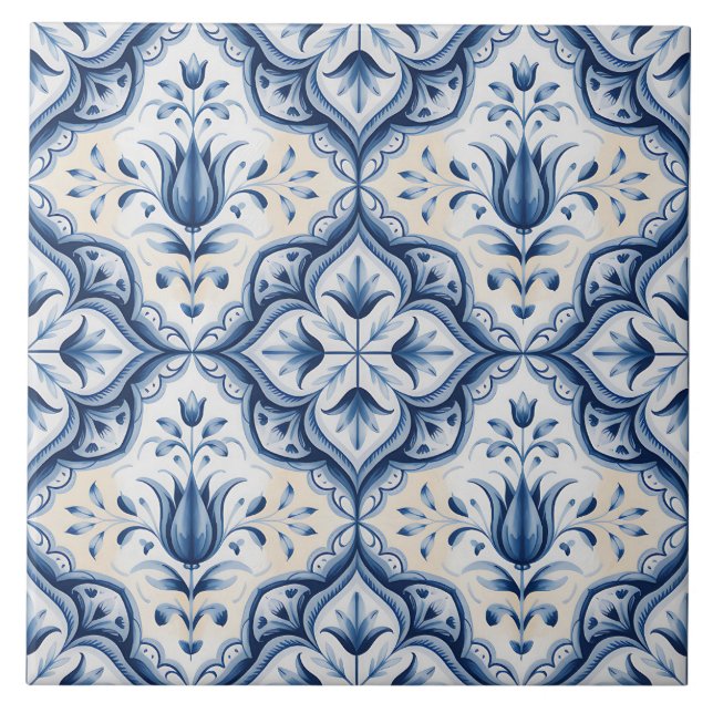 Azulejo De Cerâmica Blue Dutch Delft Pattern  (Frente)