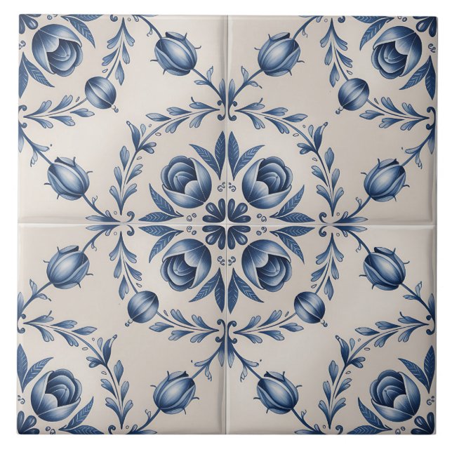 Azulejo De Cerâmica Blue Dutch Delft Pattern  (Frente)