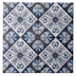 Azulejo De Cerâmica Blue Dutch Delft Pattern 