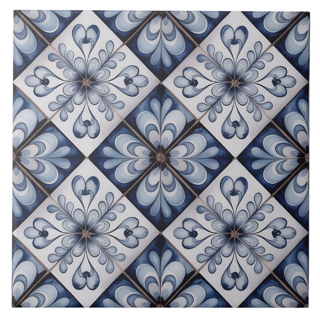 Azulejo De Cerâmica Blue Dutch Delft Pattern  (Frente)
