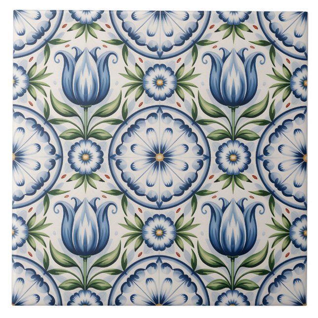 Azulejo De Cerâmica Blue Dutch Delft Pattern  (Frente)