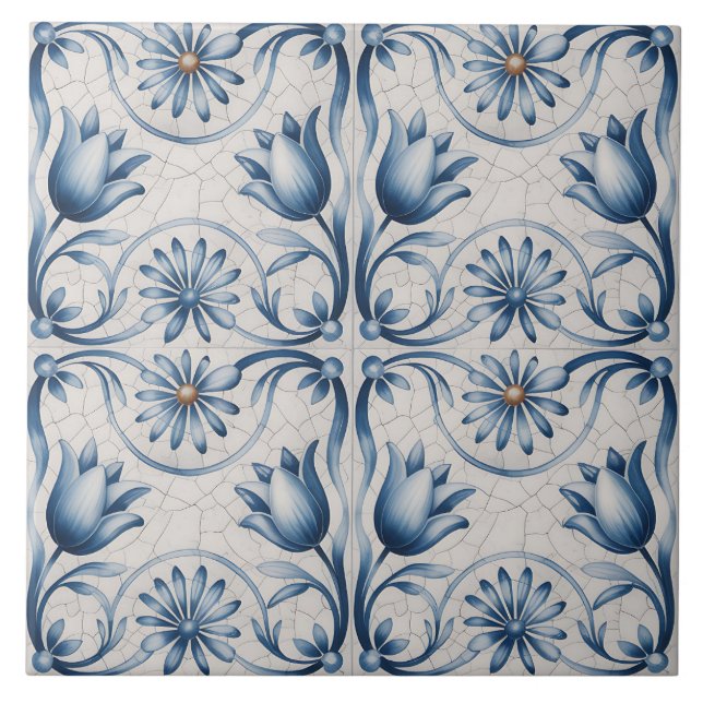 Azulejo De Cerâmica Blue Dutch Delft Pattern  (Frente)