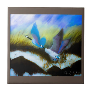 Azulejo De Cerâmica Blue Geese