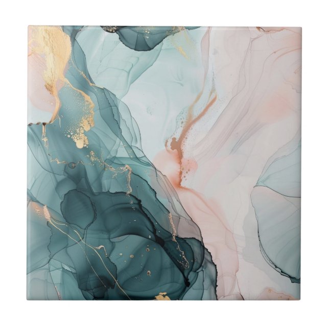 Azulejo De Cerâmica Blue, Green, Pink Marble Effect Ceramic Tile (Frente)