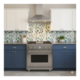 Azulejo De Cerâmica Blue Green Watercolor Wildflower Ceramic Tile