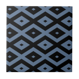 Azulejo De Cerâmica Blue grey and black diamond pattern