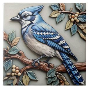 Azulejo De Cerâmica Blue Jay - Artesanato De Arte E Cerâmica