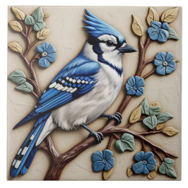 Azulejo De Cerâmica Blue Jay - Artesanato De Arte E Cerâmica