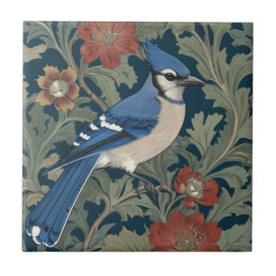 Azulejo De Cerâmica Blue jay Bird William Morris estilo BlueJay