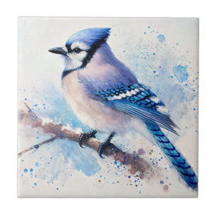 Azulejo De Cerâmica Blue Jay Watercolor Art