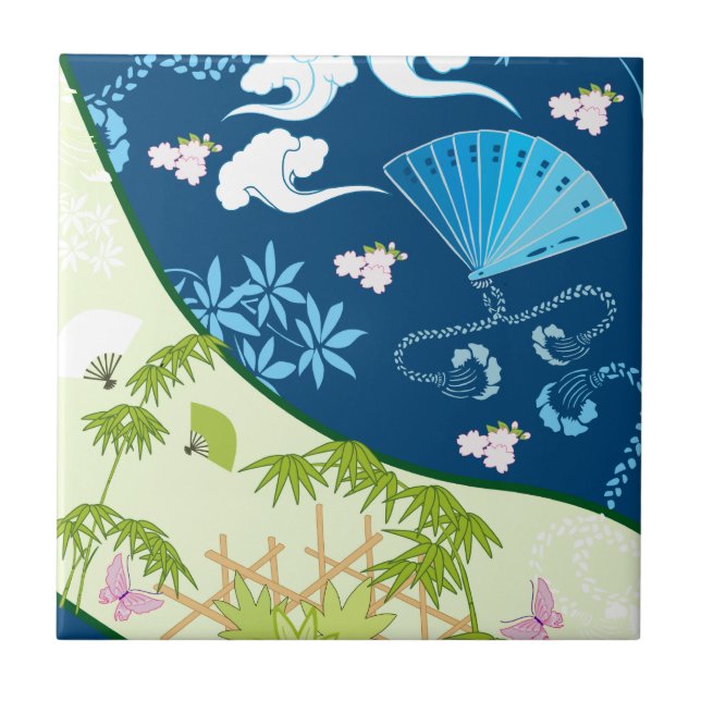 Azulejo De Cerâmica Blue Kimono (Frente)