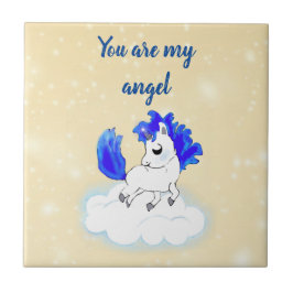 Azulejo De Cerâmica Blue Magical and funny little unicorn