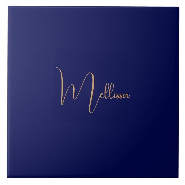 Azulejo De Cerâmica Blue minimalist custom name  (Frente)