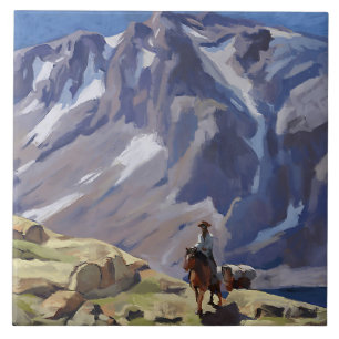 Azulejo De Cerâmica “Blue Mountain Rider” por Edgar Payne