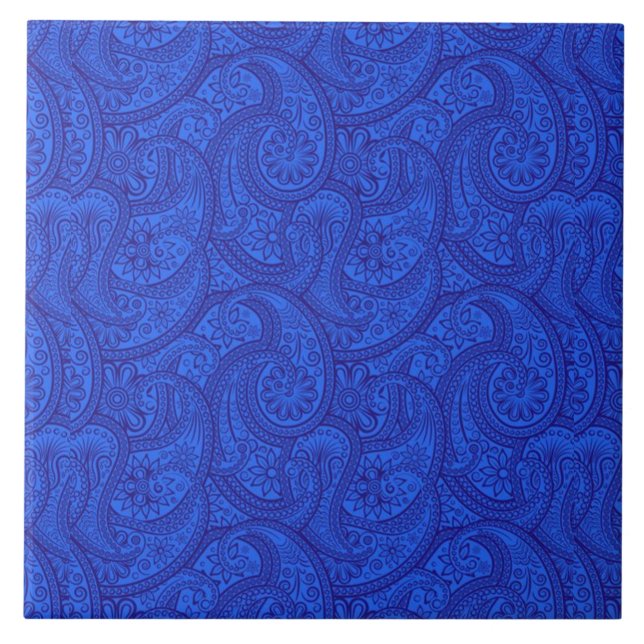 Azulejo De Cerâmica Blue Paisley (Frente)