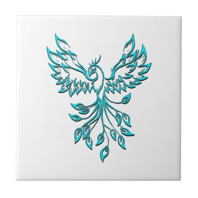 Azulejo De Cerâmica Blue Phoenix nasce em branco (Frente)