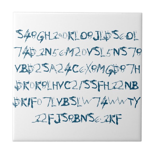 Azulejo De Cerâmica Blue Random Numbers Letters Funky (Frente)