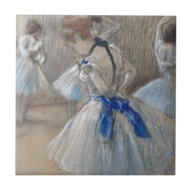 Azulejo De Cerâmica Blue Ribbon Dancer Edgar Degas (Frente)