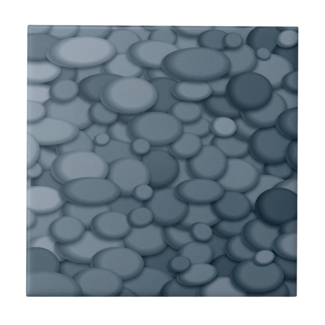 Azulejo De Cerâmica Blue River Rock Pebbles Art (Frente)