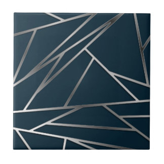 Azulejo De Cerâmica Blue Silver Modern Geométrico