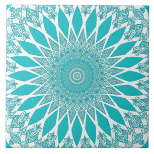 Azulejo De Cerâmica Blue Turquoise Tristyles Mandala