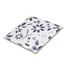 Blue Watercolor Floral Pattern