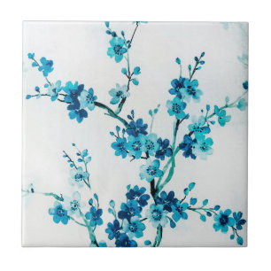 Azulejo De Cerâmica Blue Winter Blooms   Azulejo cerâmico personaliza